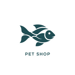 Obraz premium Minimalist pet shop logo design with fish silhouette on transparent background