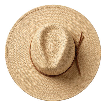 Top view of stylish straw sun hat