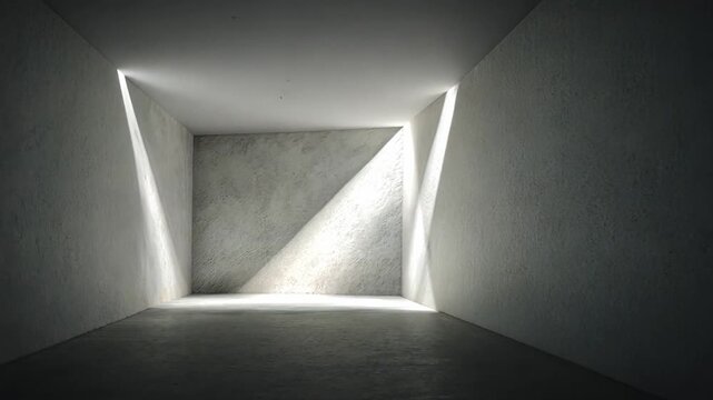 Minimalist Architectural Space with Illuminated Geometric Shapes