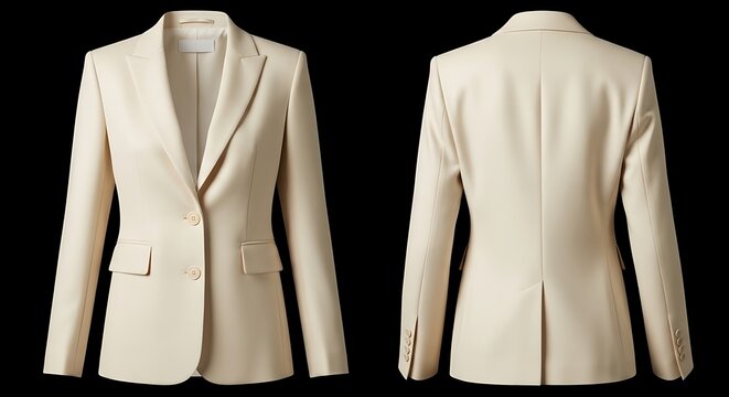 Mockup of a buttercream color two button formal blazer for woman