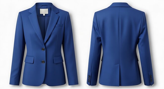 Mockup of a cobalt blue color two button formal blazer for woman
