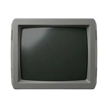 Front view of a vintage grey CRT computer monitor