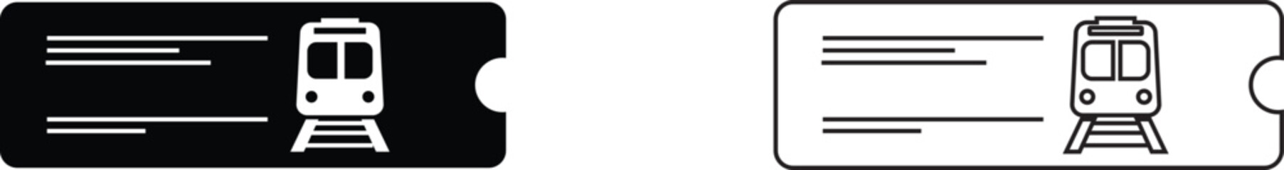 Train Ticket Icon . Minimal train ticket illustration with locomotive icon representing railway travel, transportation pass, booking, and public transit journey concept. © Shyamali