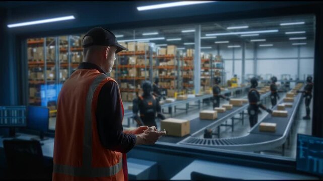 Supervisor Observes Workflow, Team Supervisor Supervises Order Processing Amidst Active Environment