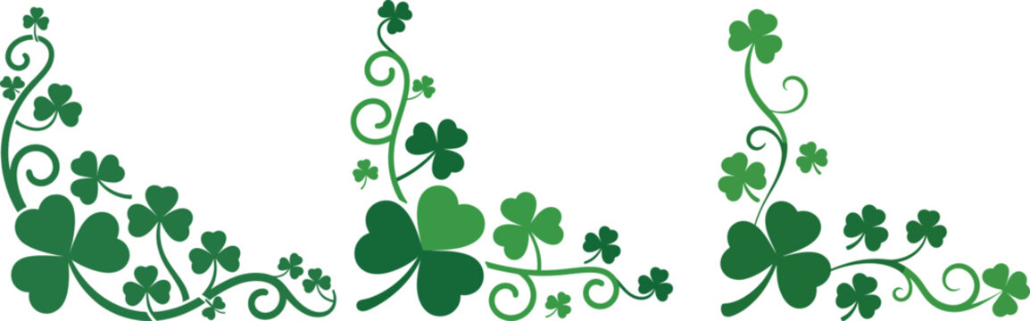 Elegant shamrock and vine decorative border design in green and teal hues