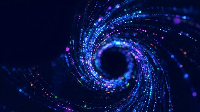 Vibrant blue spiral light trail effect.