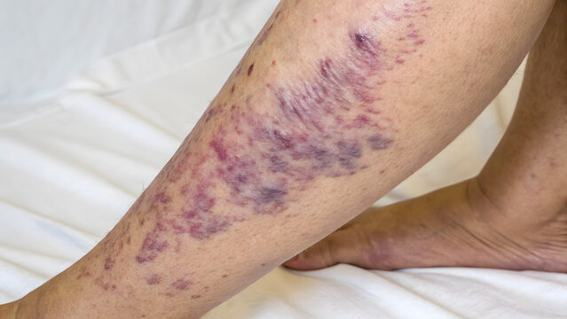 Leg with bruise showing skin injury and discoloration