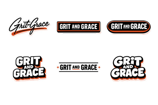 Grit and grace emphasize determination and elegance. inspirational typography sticker design