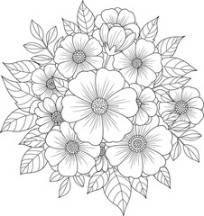 Fototapeta premium Intricate floral arrangement with multiple flowers and leaves