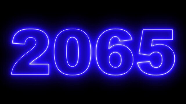 2065 neon line text. Abstract 2065 neon text animation, Concept of new year beginning, happy celebration, festival, new life, growth of business, investment, finance, innovation. 4k animation