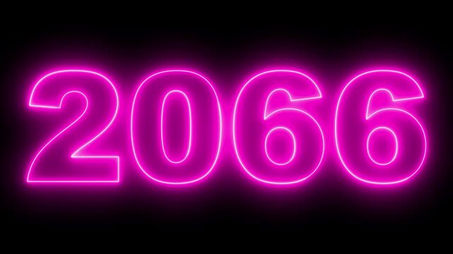 2066 neon line text. Abstract 2066 neon text animation, Concept of new year beginning, happy celebration, festival, new life, growth of business, investment, finance, innovation. 4k animation
