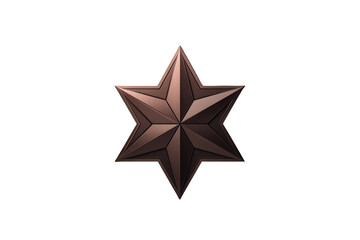 Obraz premium Copper-colored six-pointed star displaying a modern, geometric design and brushed metal texture. Transparent background