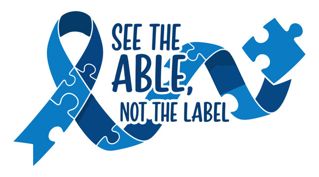 See the Able, Not the Label - Autism Awareness Typography T-Shirt Design