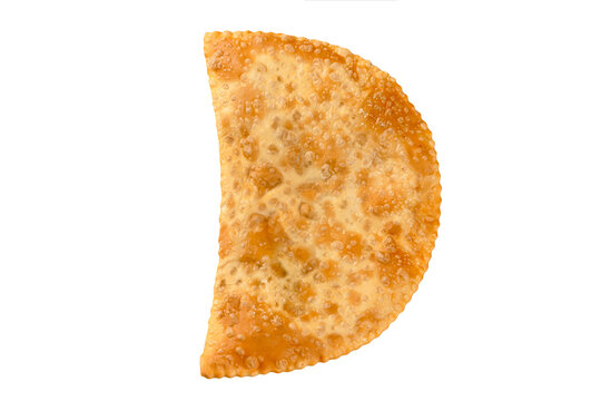 Single crispy cheburek isolated on white background
