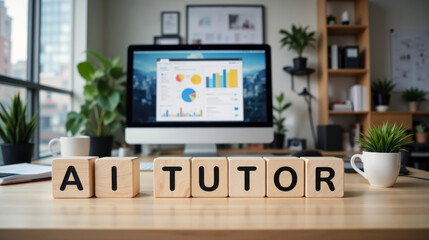 Fototapeta premium AI tutor artificial intelligence education software provides personalized study support and automated teaching for student success by improving knowledge using machine learning algorithm tool