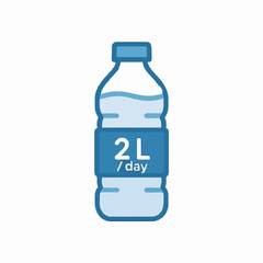 Blue Water Bottle Icon for Daily Two Liters Hydration Goal