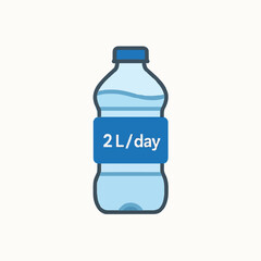 Water Bottle Icon with 2 Liters Per Day Hydration Goal Label
