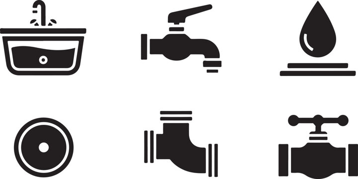 Six black of plumbing fixtures and water sink faucet water drop de