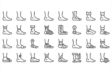 Obraz premium Foot Trauma Treatment and Rehabilitation Symbol Icon Bundle