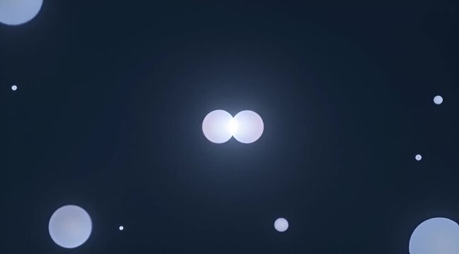 Abstract artistic composition with luminous orbs and circles in a dark space