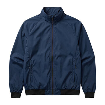 Dark blue men's lightweight bomber jacket with zipper