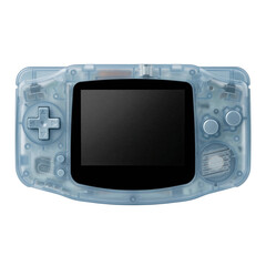 Translucent light blue handheld retro gaming console © BTG