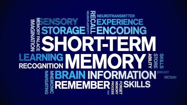 Short-Term Memory animated word cloud-text design animation tag kinetic typography seamless loop.