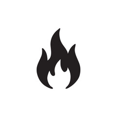 Fire flame icon with three distinct peaks and hand drawn solid black silhouette for heat and energy branding