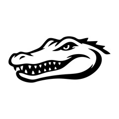 Dibujo sencillo con líneas de la cabeza de un cocodrilo enojado  © teracreonte