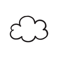 Small puffy cloud icon hand drawn with minimal bumps and thick black outline for weather and sky