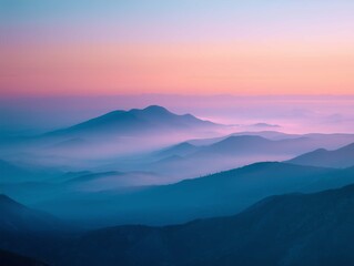 Fototapeta premium Minimal mountain mist gradient background with soft atmospheric landscape