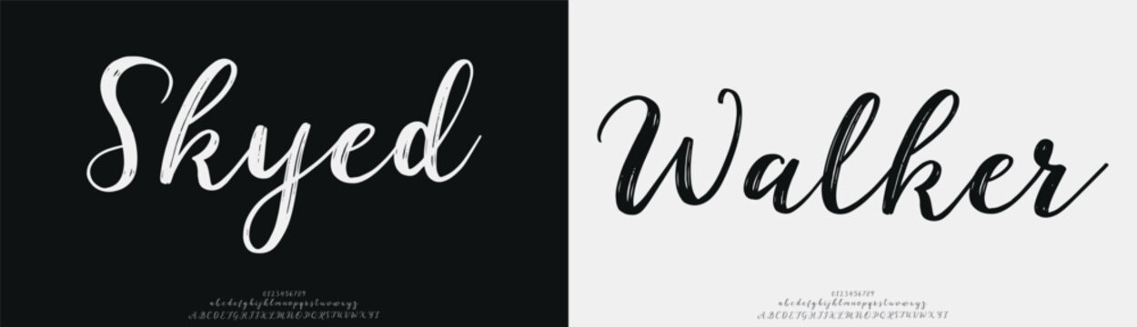 Skyed Walker, Script elegant Modern beauty font alphabet logo. Typography beautiful luxury minimal elegant serif fonts fashion wedding vintage retro logos. vector illustration
