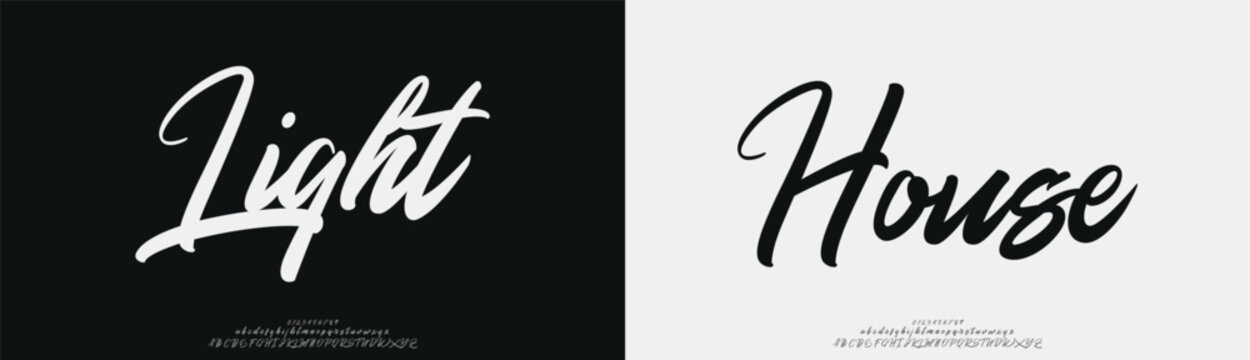 Light House, Script elegant alphabet beauty logo font. Classic beautiful Modern luxury Serif Letter Minimal Fashion. Typography decoration logotype fonts, wedding, logos. vector illustration
