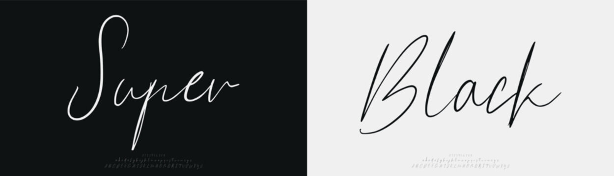 Super Black, Hand drawn vector alphabet. Modern monoline signature script font. Elegant Signature Font. Best Alphabet Beautiful Calligraphy Signature Font
