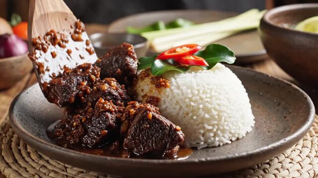 "Authentic Indonesian Beef Rendang Recipe: Best Padang Coconut Curry with Rice"