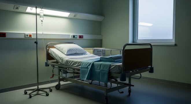 Empty Hospital Bed Prepared for Patient Care