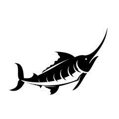 Fototapeta premium Dynamic Black Marlin Fish Silhouette Vector Illustration