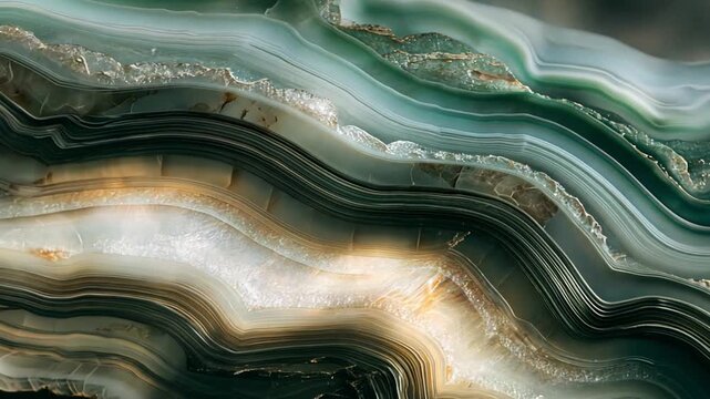 Stunning Close-Up of Green and Beige Agate Rock Layers in Detail