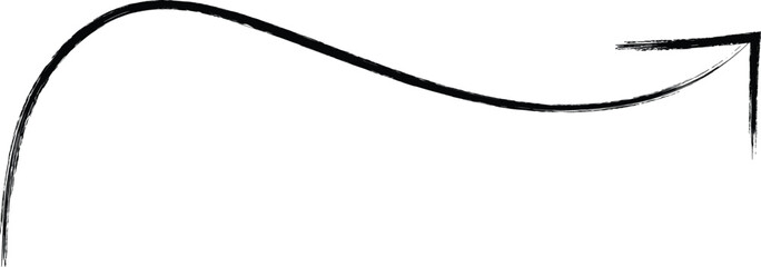 Fototapeta premium Black curved arrow line with pointed tip on white background, directional symbol