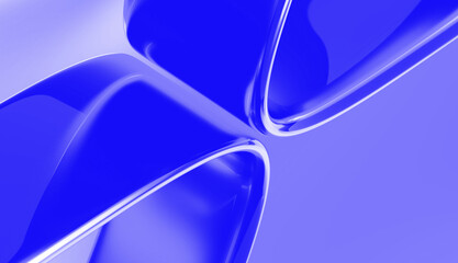 Abstract smooth blue flowing shapes with subtle light reflections and gradients creating a...