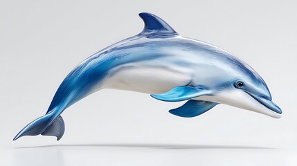 Fototapeta premium A blue dolphin jumping out of the water in a playful motion