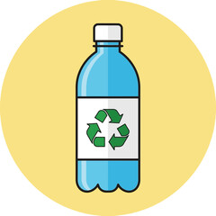 Fototapeta premium Illustrated plastic water bottle with recycling symbol on label.