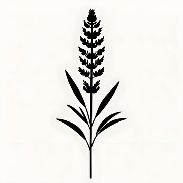 Single lavender sprig silhouette for elegant branding