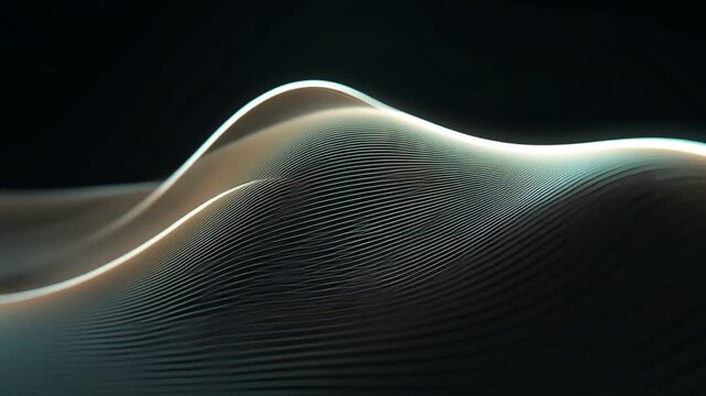 Abstract Waves with Smooth Lines and Soft Lighting in Dark Background