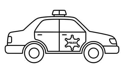 Police Patrol Car Coloring Book Vector Line Drawing for Children © Nirob