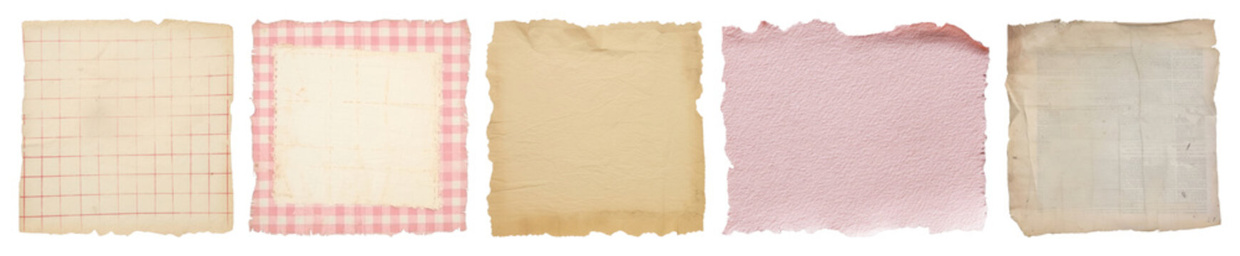 PNG Vintage textured paper collection on transparent background