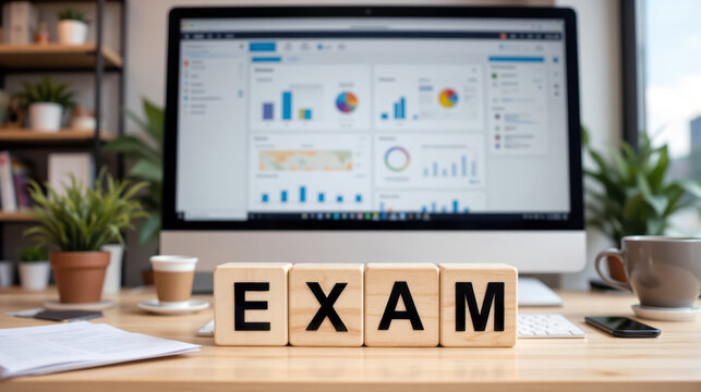 Exam preparation and academic testing theme for student evaluation, course assessment and score review with qualification tracking, study readiness and education outcome measurement