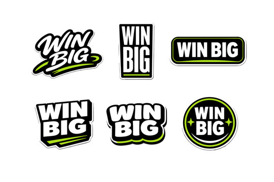 Win big typography sticker design