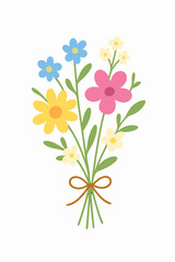 Naklejka premium Colorful wildflower bouquet botanical illustration