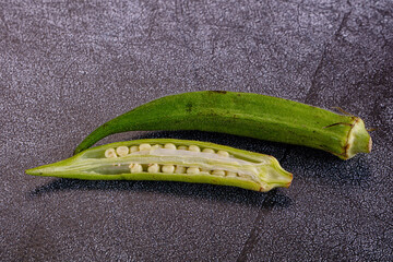 Fresh green bamia - okra vegetable